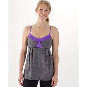 LULULEMON DANCE PURPLE/GREY RUCHED DANCE TANK